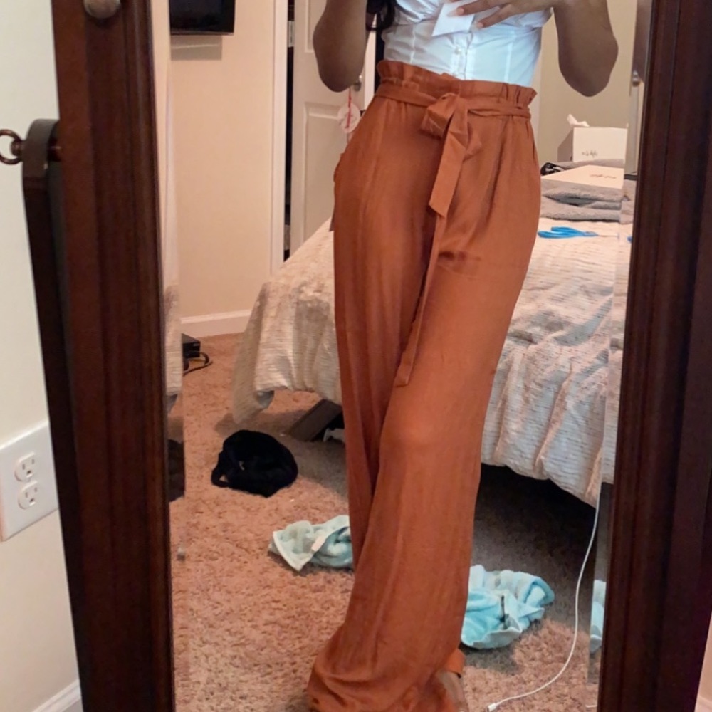 forever 21 orange wide leg pants